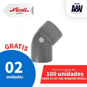codo 3x45 desague nicoll